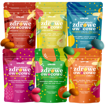 ZDROWE OWOCOWE BEZCUKIERKI ZESTAW DEGUSTACYJNY 6X12g