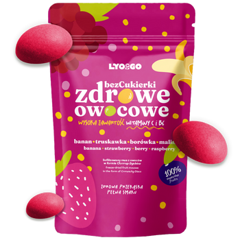ZDROWE OWOCOWE BEZCUKIERKI LIOFILIZOWANE RÓŻOWE