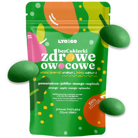 ZDROWE OWOCOWE BEZCUKIERKI LIOFILIZOWANE ZIELONE 20g