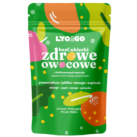ZDROWE OWOCOWE BEZCUKIERKI LIOFILIZOWANE ZIELONE