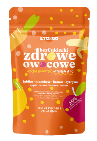 ZDROWE OWOCOWE BEZCUKIERKI LIOFILIZOWANE POMARAŃCZOWE 12g