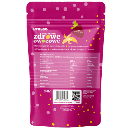 ZDROWE OWOCOWE BEZCUKIERKI ZESTAW 4 SMAKÓW x 20g