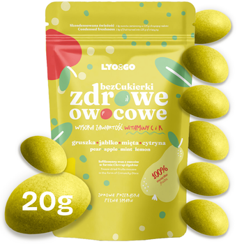 Ups! Gruszka się wyprzedała. Wróci, jak tylko skończymy nową partię! ZDROWE OWOCOWE BEZCUKIERKI LIOFILIZOWANE GRUSZKA 20g