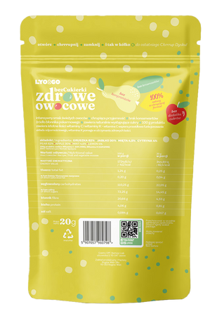 BEZCUKIERKI ZDROWE OWOCOWE - GRUSZKA MIĘTA - 12G