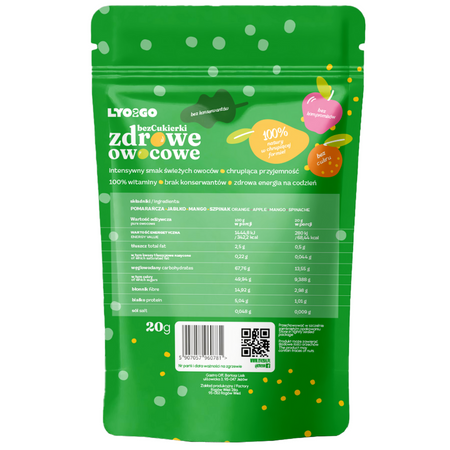 BEZCUKIERKI ZDROWE OWOCOWE - ZIELONE - 12G