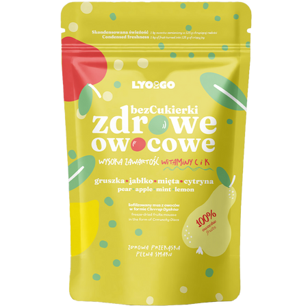 ZDROWE OWOCOWE BEZCUKIERKI LIOFILIZOWANE GRUSZKA 20g